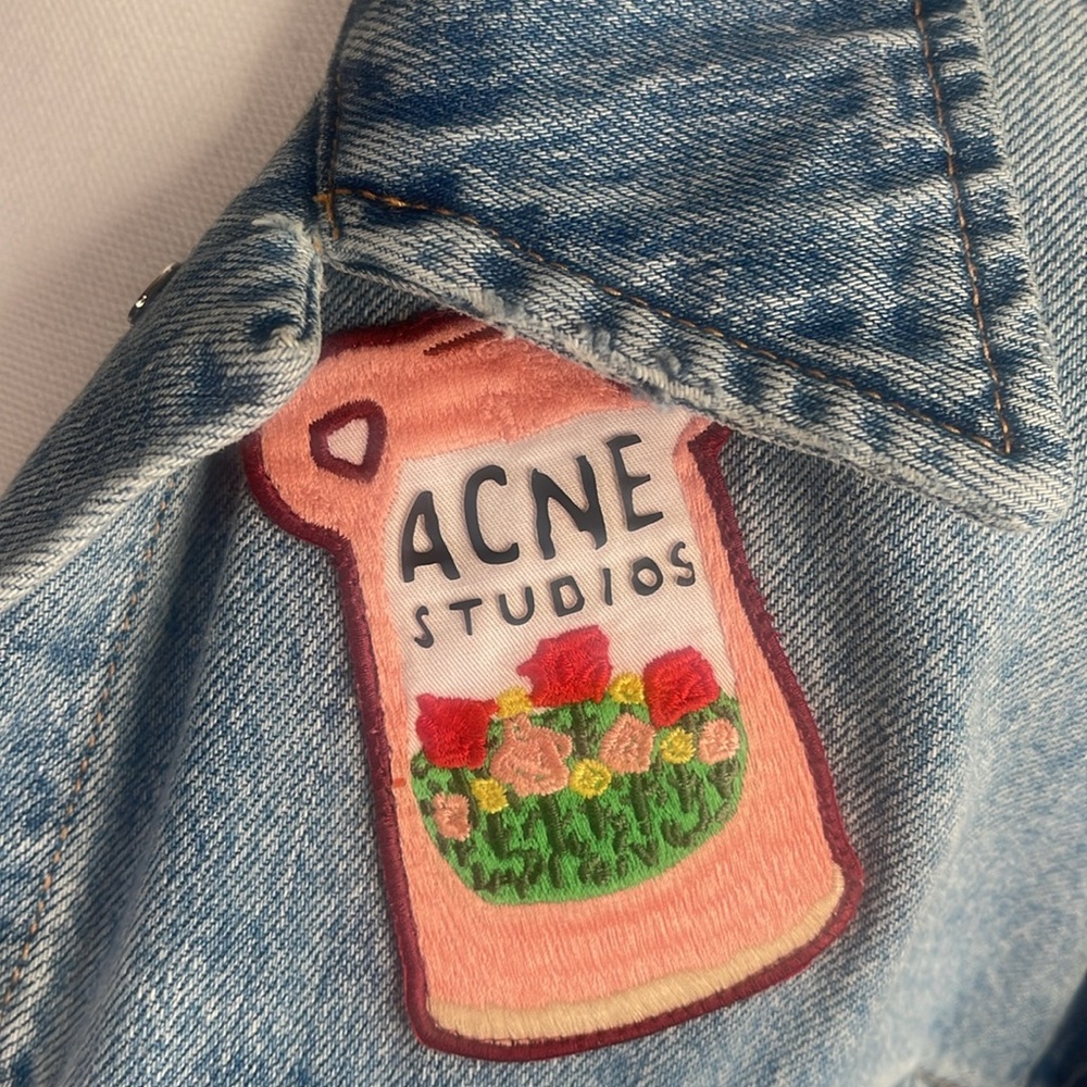 Acne Studios Vase Graphic Appliqué Denim Jacket Grant Levy-Lucero Art-to-Wear OS - Picture 9 of 16